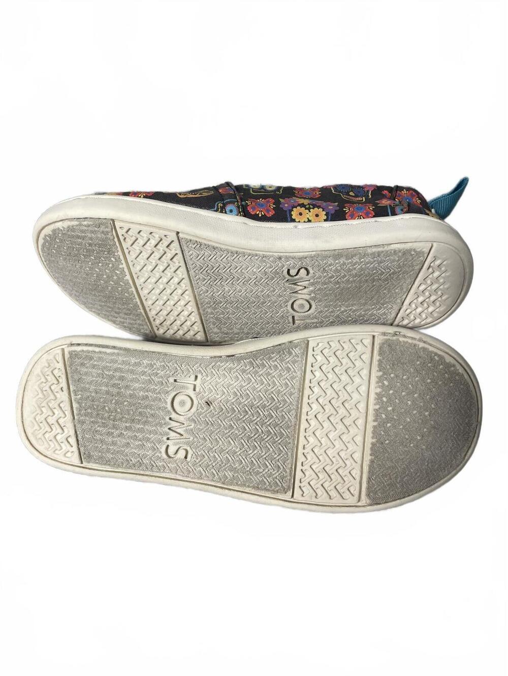 TOMS Kids Sugar Skull Print Slip On Shoes Girls Size 12 Black Colorful Casual - Picture 6 of 6